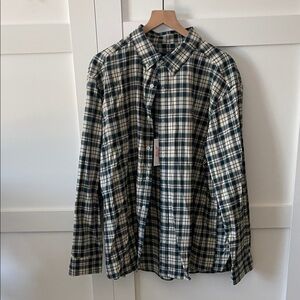 Vineyard Vines Navy and Green Plaid Shirt